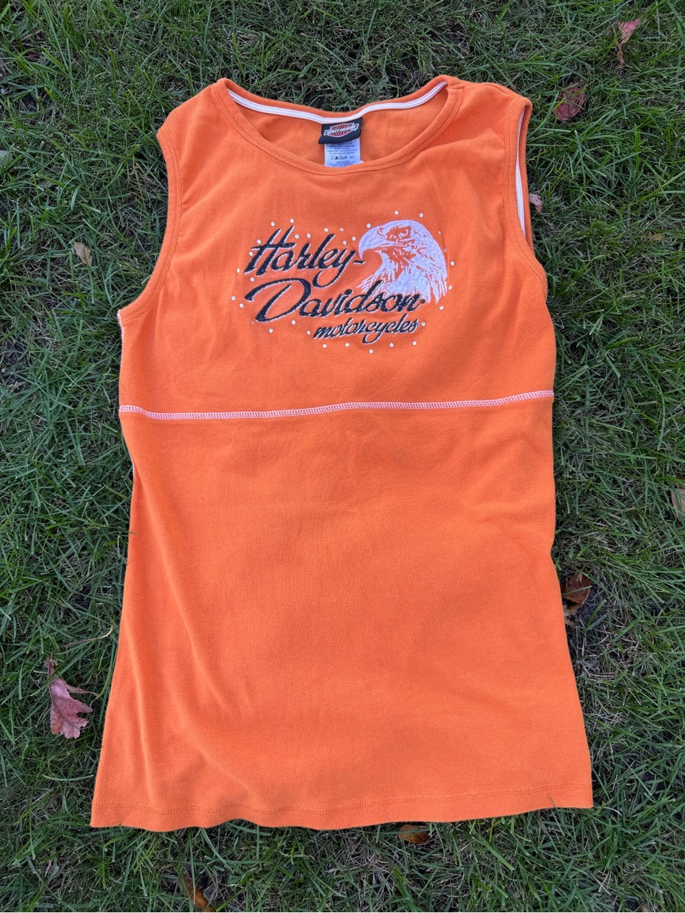 Harley-Davidson Motorcycles St. Charles IL Orange Sleeveless Graphic Shirt XL